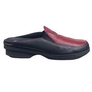 1803 X Anthropologie Clovis Black Red Leather Slip On Mule Size 38 US 7